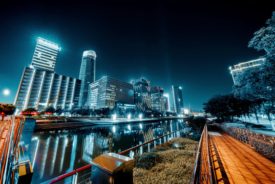 中国宁波南部商务区夜景