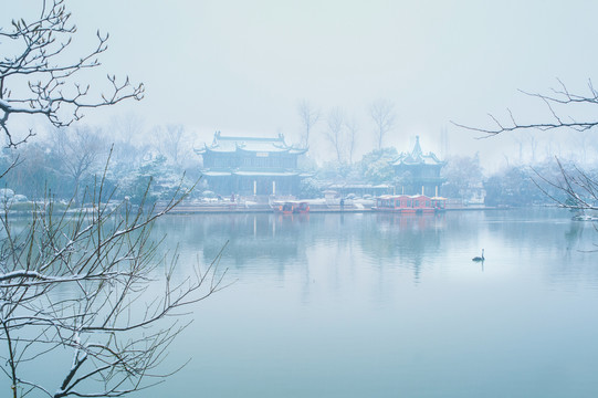 扬州园林雪景