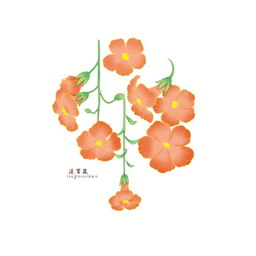 国风凌霄花素材