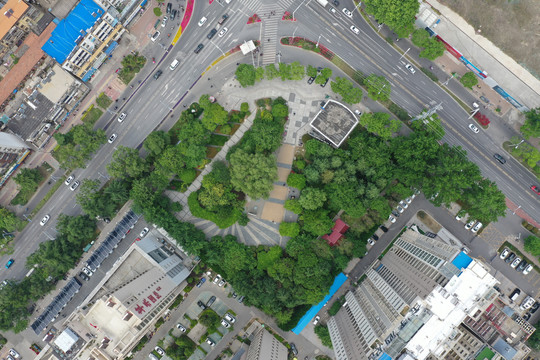 街头游园绿地航拍