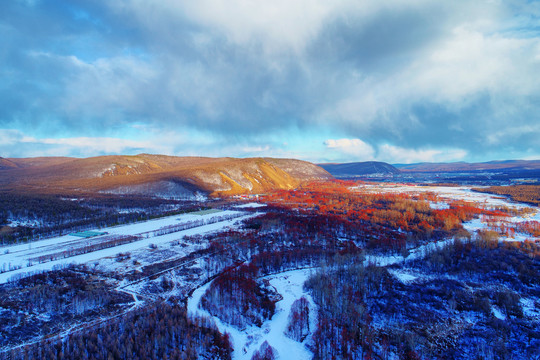 大兴安岭冰河树林雪景