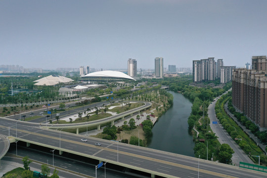 明月湖全景扬州新城西区立交桥