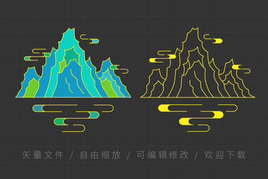 中式山水线条