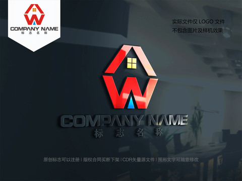 字母AW设计logo字母WA