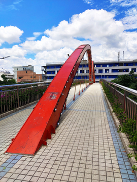 晴天玉律人行天桥建筑晴空万里