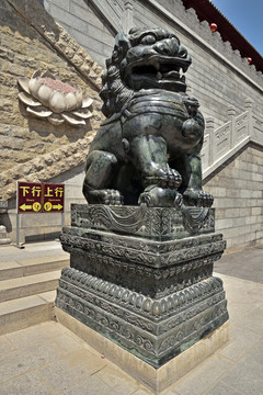 山西省忻州市五台山殊像寺铜狮