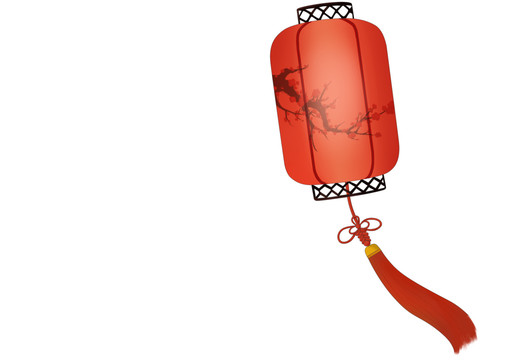 中国风古典红色圆柱形灯笼