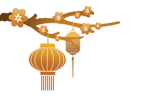 中国风古典金色树枝灯笼