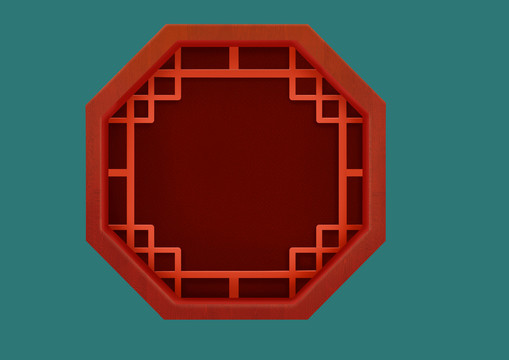 中国风古典红色多边形窗户