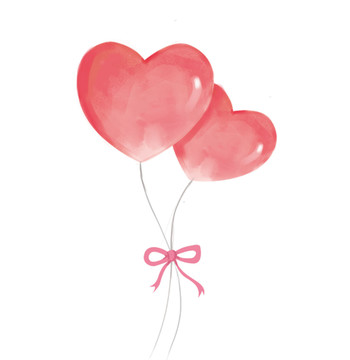 原创手绘风粉色爱心告白气球