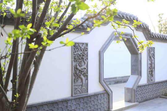唐语中式砖雕别墅庭院景观案例