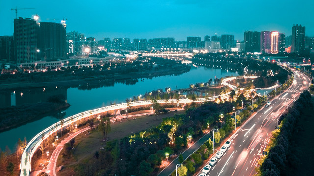 湖南省衡阳市陆家新区网红桥夜景