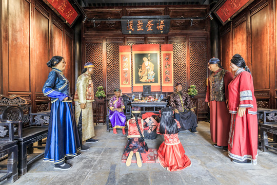 中式厅堂古代礼仪雕塑