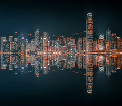 中国香港维多利亚港夜景