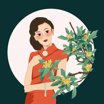 鲜花美人之桂花