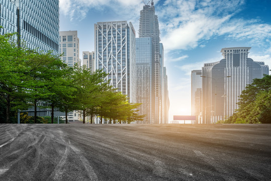 道路地面和建筑景观