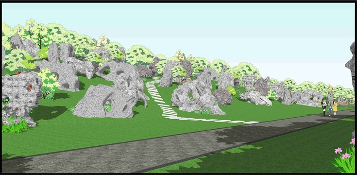 奇石园效果图和效果图模型