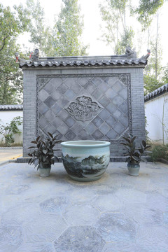 唐语农家院中式别墅院落砖雕展示