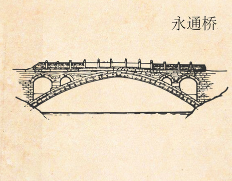 手绘古桥