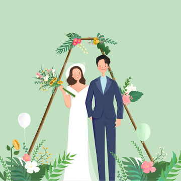 结婚婚礼场景手绘