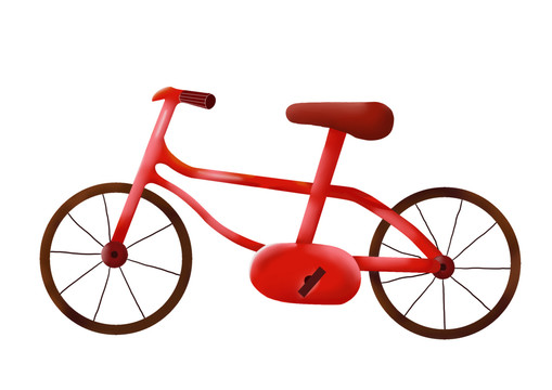 小清新红色自行车交通工具