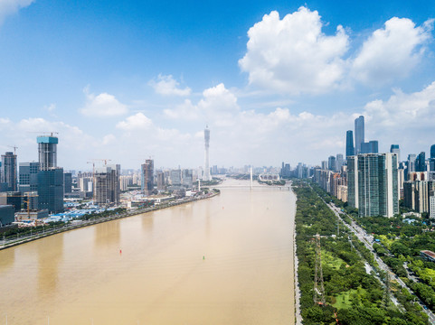 广州市珠江两岸城市风光航拍