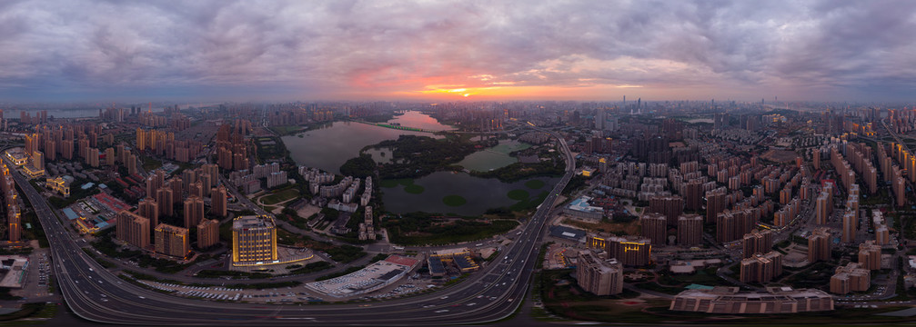 湖北武汉城市航拍傍晚和夜景风光