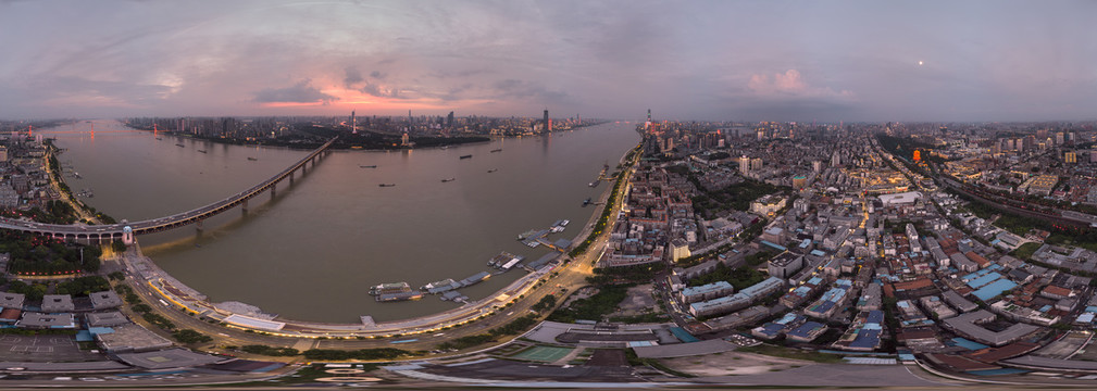 湖北武汉城市航拍傍晚和夜景风光