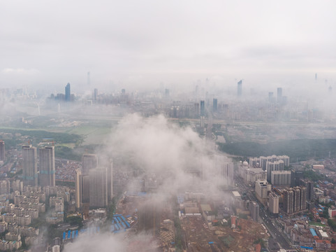 湖北武汉城市天际线航拍风光