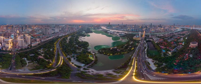 湖北武汉城市航拍傍晚和夜景风光