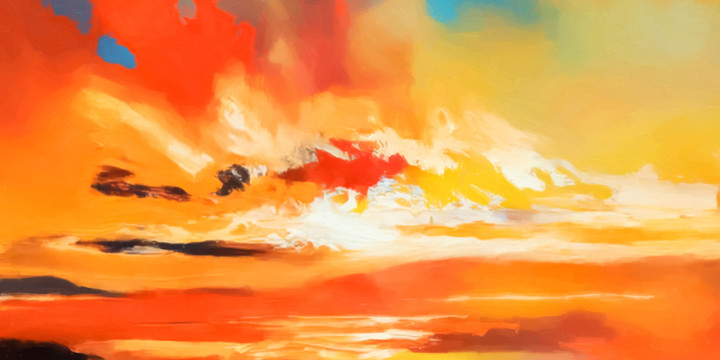 抽象云彩风景油画