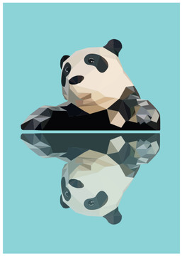 熊猫低多边形AI格式矢量图
