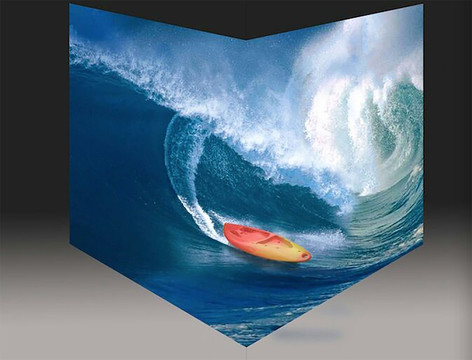 原创海浪转角三面3D立体画