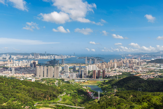 福建厦门海沧新区城市风光航拍