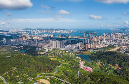 福建厦门海沧新区城市风光航拍