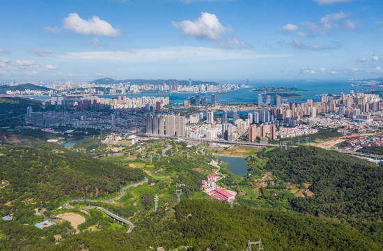 福建厦门海沧新区城市风光航拍