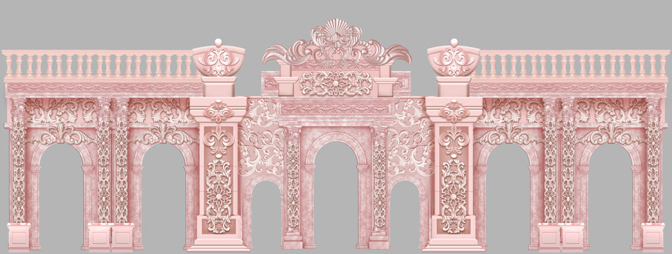 粉色婚礼欧式平面