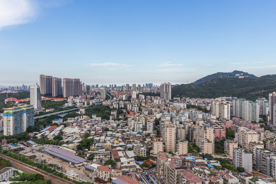 福建厦门城市天际线黄昏风景