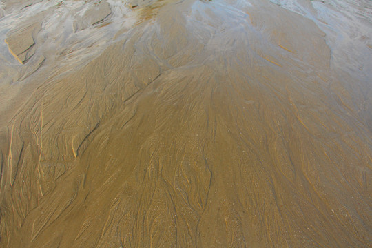 海浪冲刷过的沙滩