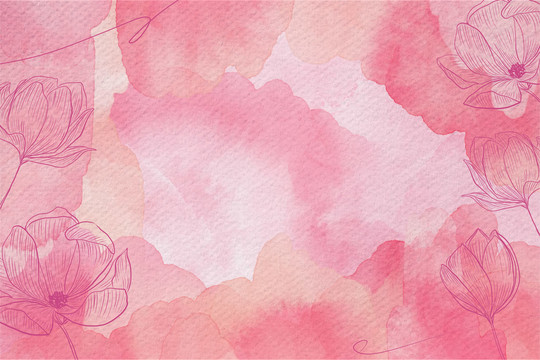 粉色水彩绘花朵背景装饰画