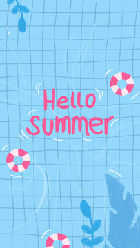 夏日清凉游泳池手机壁纸
