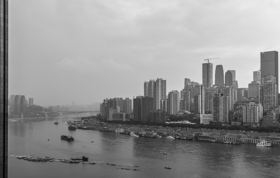 重庆都市风光黑白照片