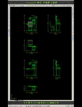 验光机CAD平面图立面图三视图