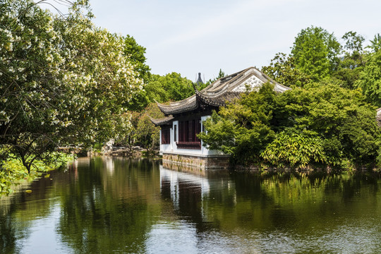 上海古猗园因仁堂建筑湖景