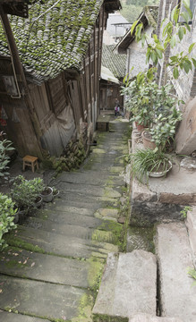 宜宾屏山龙华古镇石板路老街街景