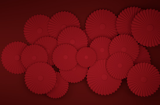红色C4D扇子场景图背景图