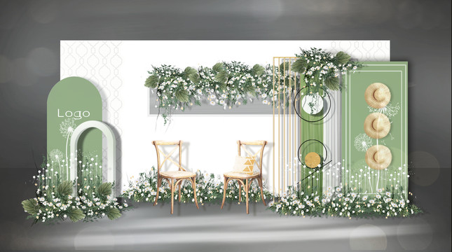 白绿色婚礼效果图