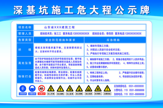 深基坑施工危大程公示牌