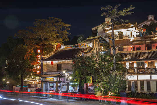 广东深圳甘坑客家小镇夜景