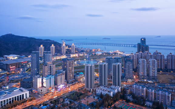 大连星海湾夜景全景